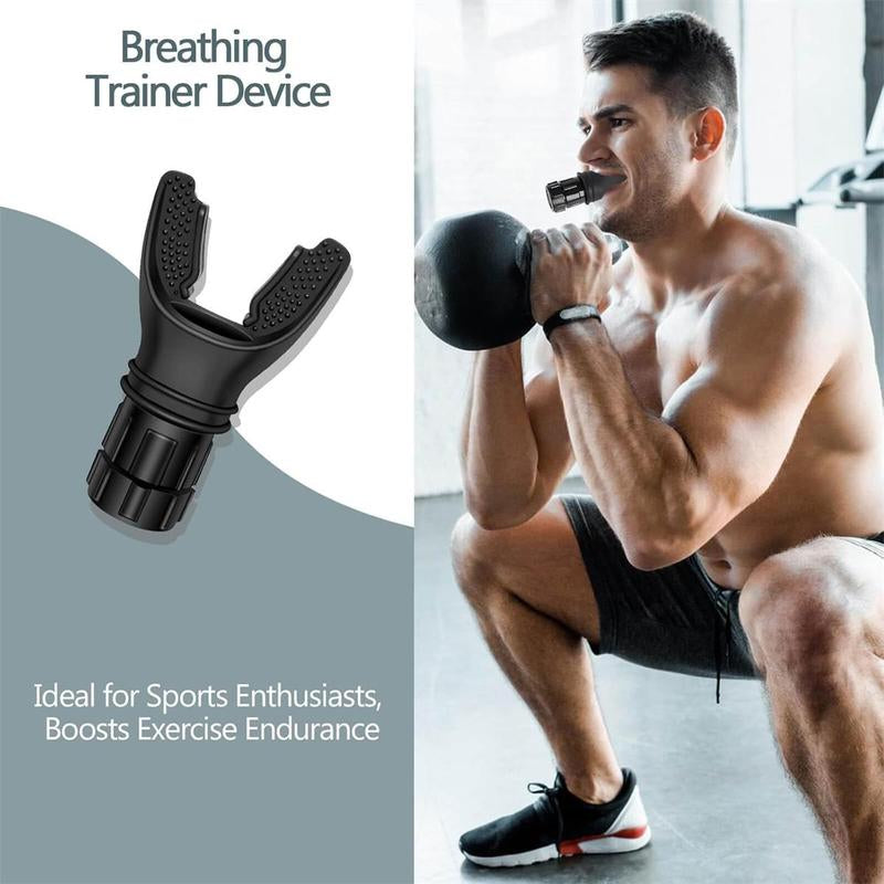 Breathing Trainer,Exerciser Device Muscle Training with Adjustable Resistance Settings, Portable Lung Respiratory Resistance, Daily Fitness Training, Easy to Clean Design, Gifts Athletic Performance Silicone