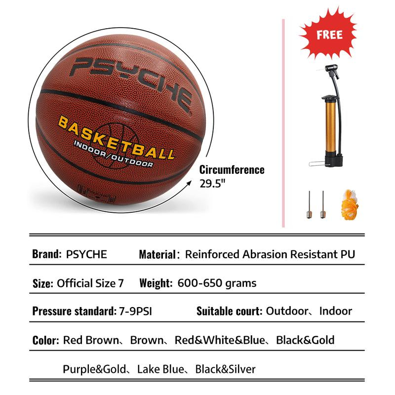 PSYCHE Size 7 Basketball Original Leather Basketball Ball Indoor Outdoor Basketball Games