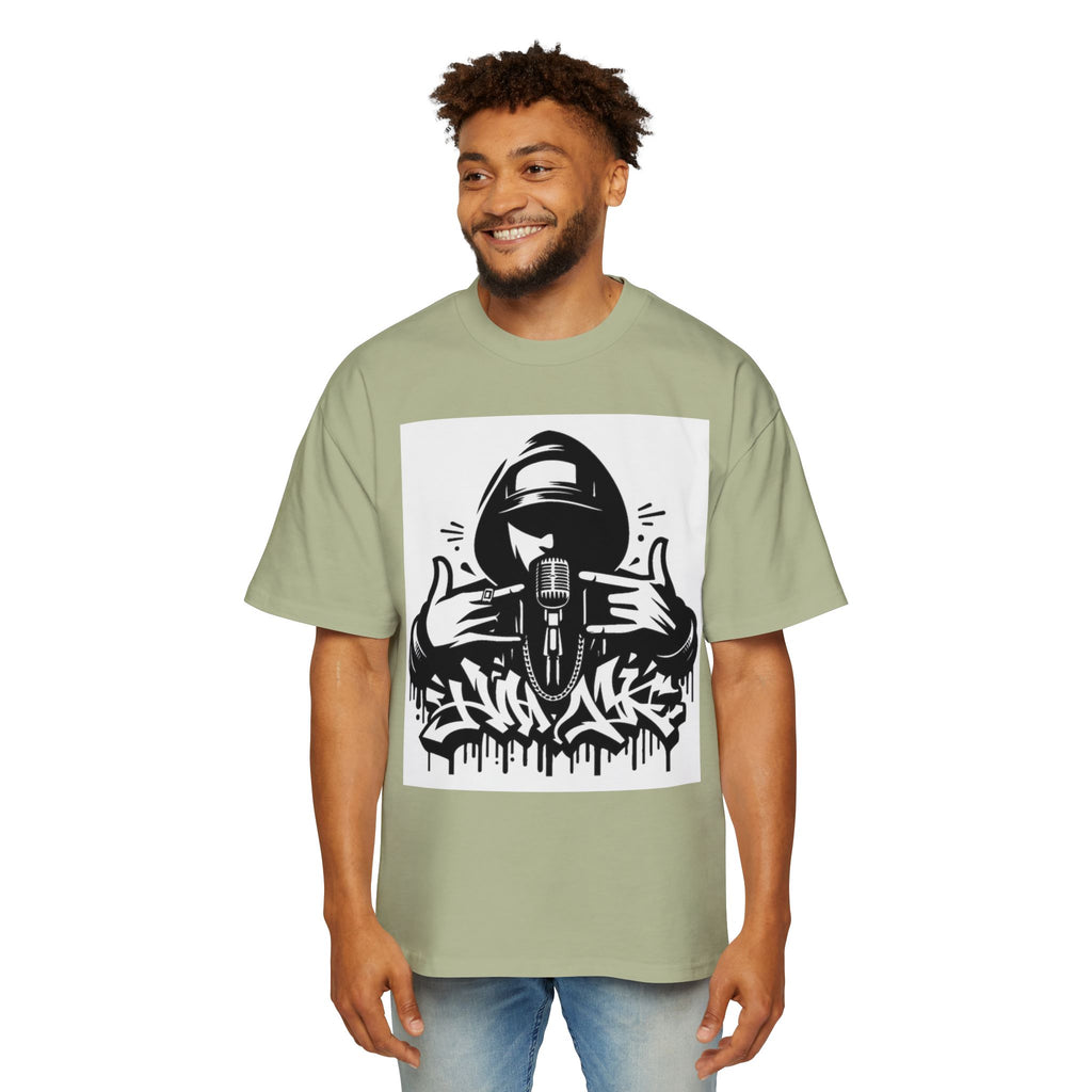 Rap Mic Graphic Hoodie — Men's Oversized Streetwear Pullover