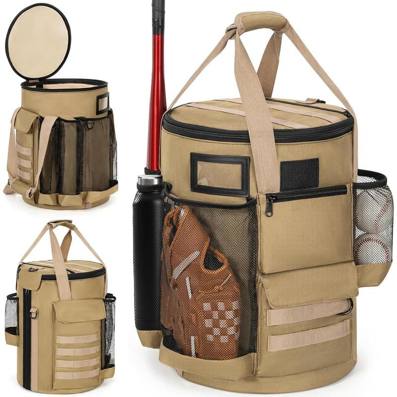 Baseball Bucket Bag, Style Softball Bucket Cover for 6 Gallon Bucket, Coaching Accessories Organizer with Multiple Pockets for Bat, Gloves, Scoreboard