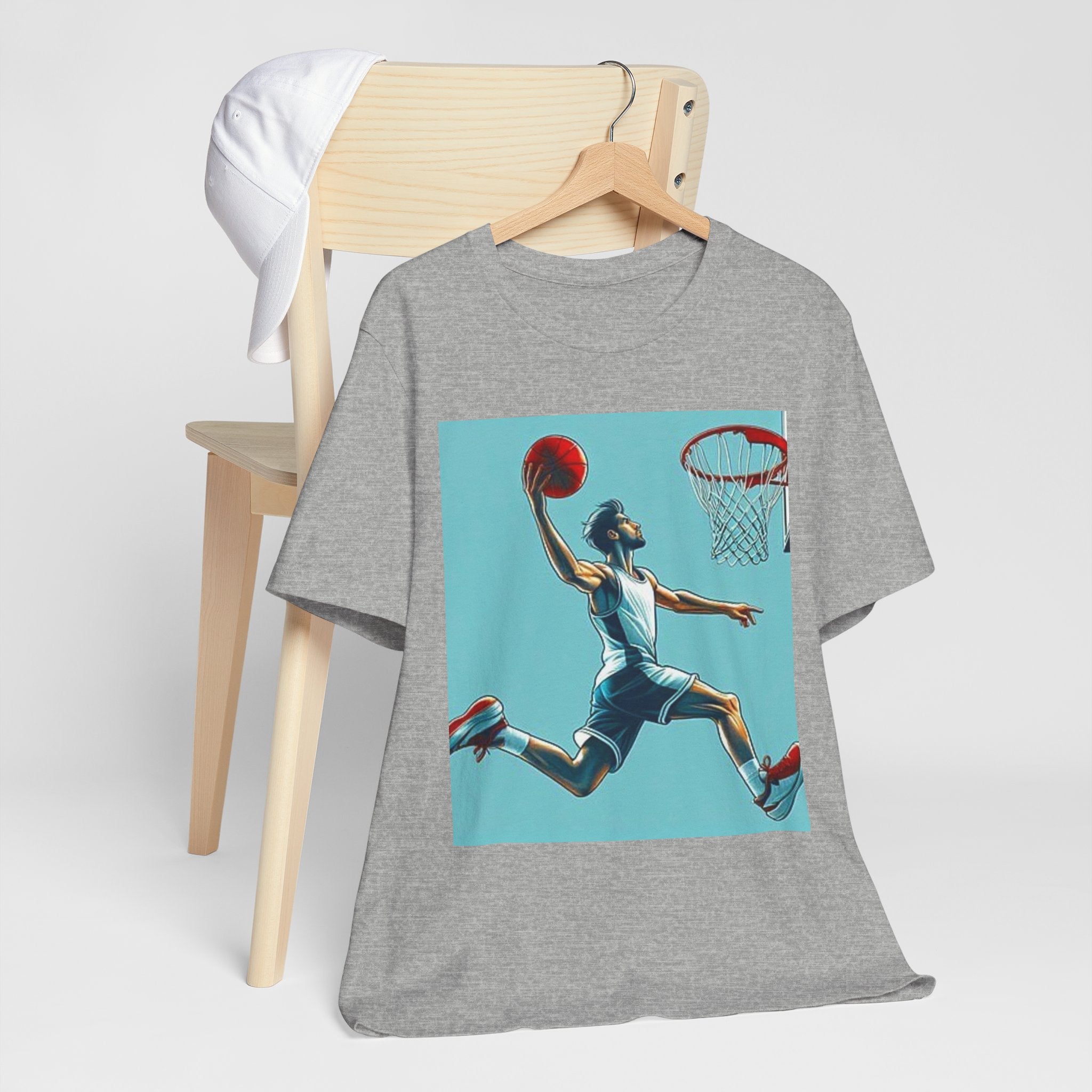 Basketball Slam Dunk T-Shirt — Athletic Player Graphic Tee for Fans & Players
