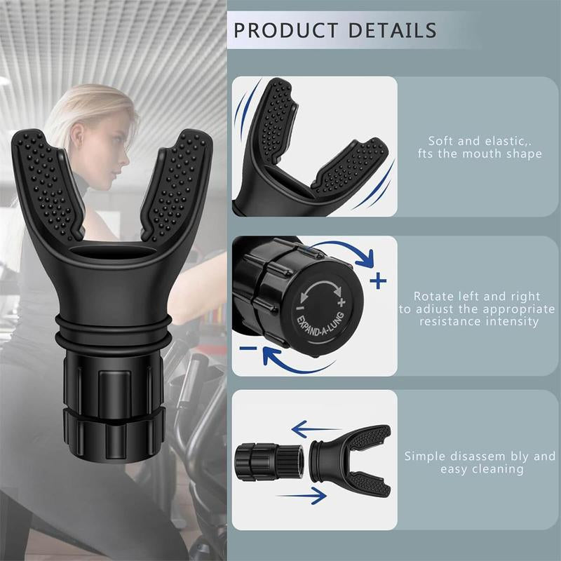 Breathing Trainer,Exerciser Device Muscle Training with Adjustable Resistance Settings, Portable Lung Respiratory Resistance, Daily Fitness Training, Easy to Clean Design, Gifts Athletic Performance Silicone