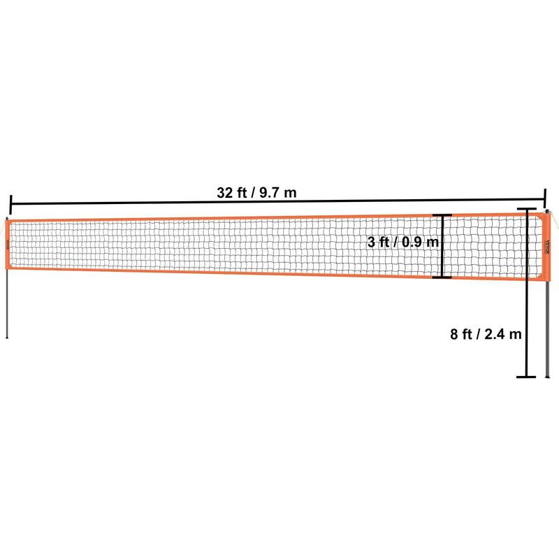 VEVOR Outdoor Portable Volleyball Net System, Adjustable Height Aluminum Poles, Professional Volleyball Set with PVC Volleyball, Pump, Carrying Bag, Heavy Duty Volleyball Net for Backyard, Beach, Lawn