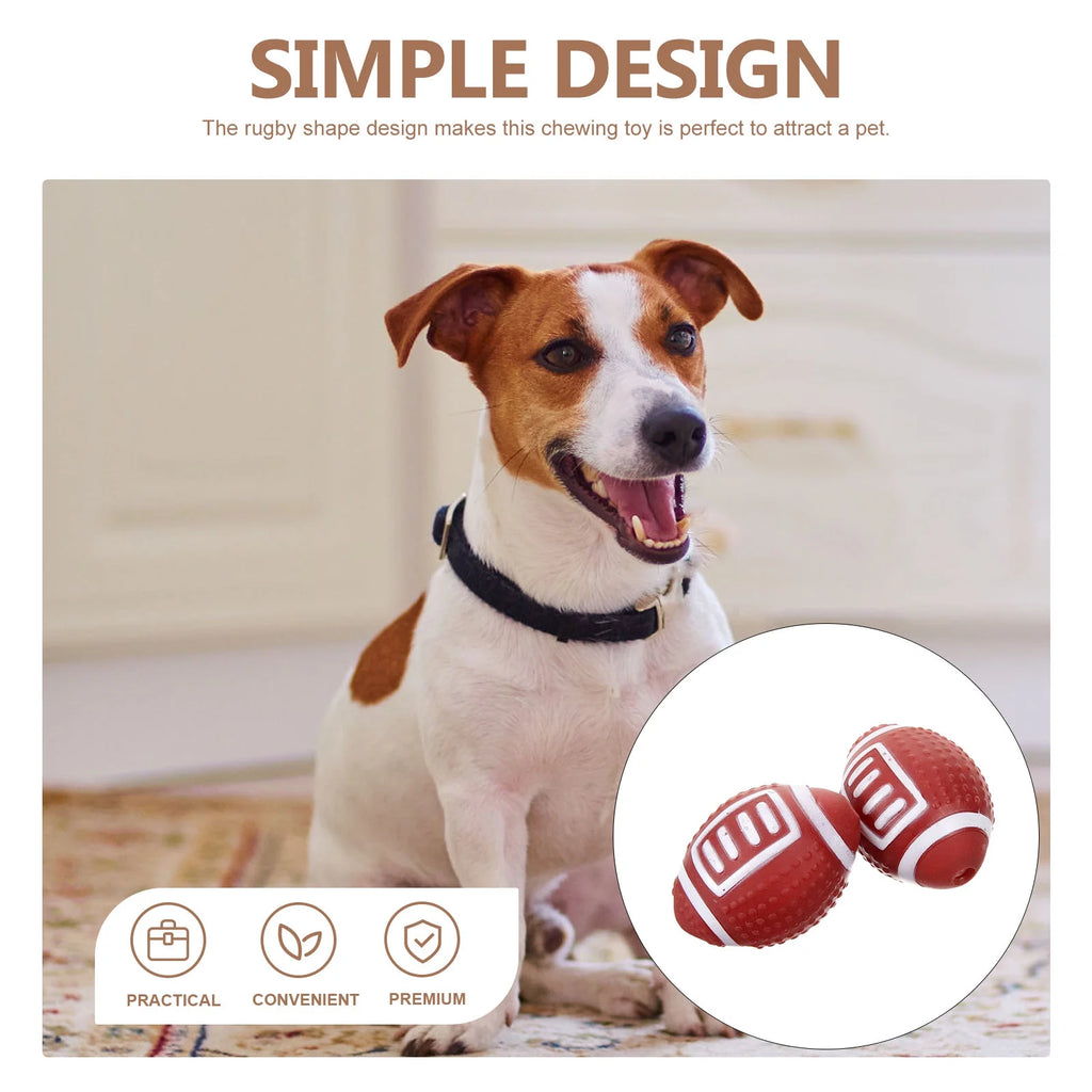 Light Brown Rubber Squeaky Football Dog Toy Indoor Outdoor Chew Play Pet Toy