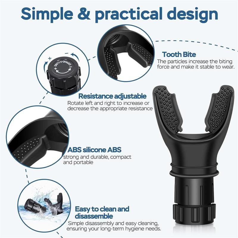 Breathing Trainer,Exerciser Device Muscle Training with Adjustable Resistance Settings, Portable Lung Respiratory Resistance, Daily Fitness Training, Easy to Clean Design, Gifts Athletic Performance Silicone