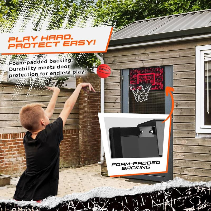 AND1 over the Door Mini Basketball Hoop: 18X12 Shatterproof Backboard, 2 Mini Basketballs, and Hand Pump Included - Ultimate Indoor Accessory