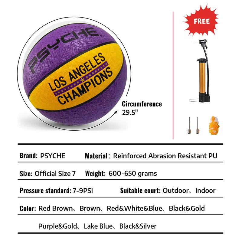 PSYCHE Basketball Size 7 Original Leather Basketball Training Basketball Ball Indoor Outdoor Basketball