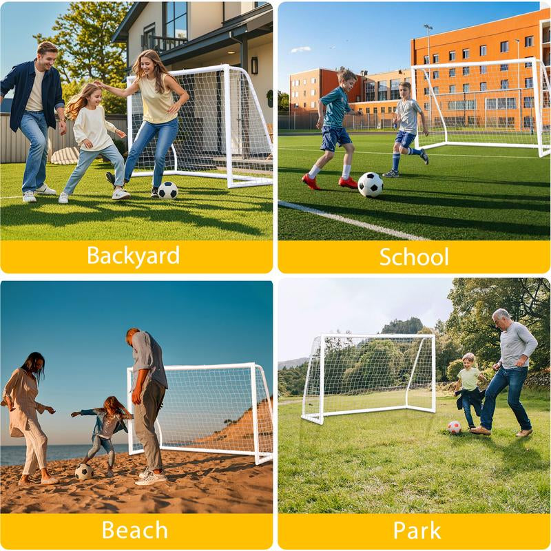 ZENY 8/10/12Ft Soccer Goal Net PVC Frame Soccer Net Portable for Adult Kids Home Outdoor Soccer Training W/Carry Bag