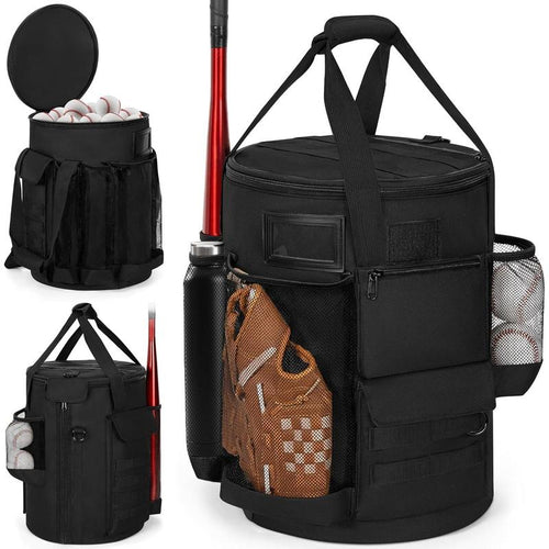 Baseball Bucket Bag, Style Softball Bucket Cover for 6 Gallon Bucket, Coaching Accessories Organizer with Multiple Pockets for Bat, Gloves, Scoreboard