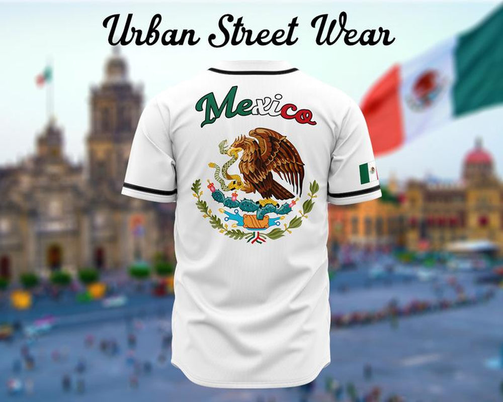 Mexico White Baseball Jersey, Mexico, Unisex Wear, Baseball Jersey