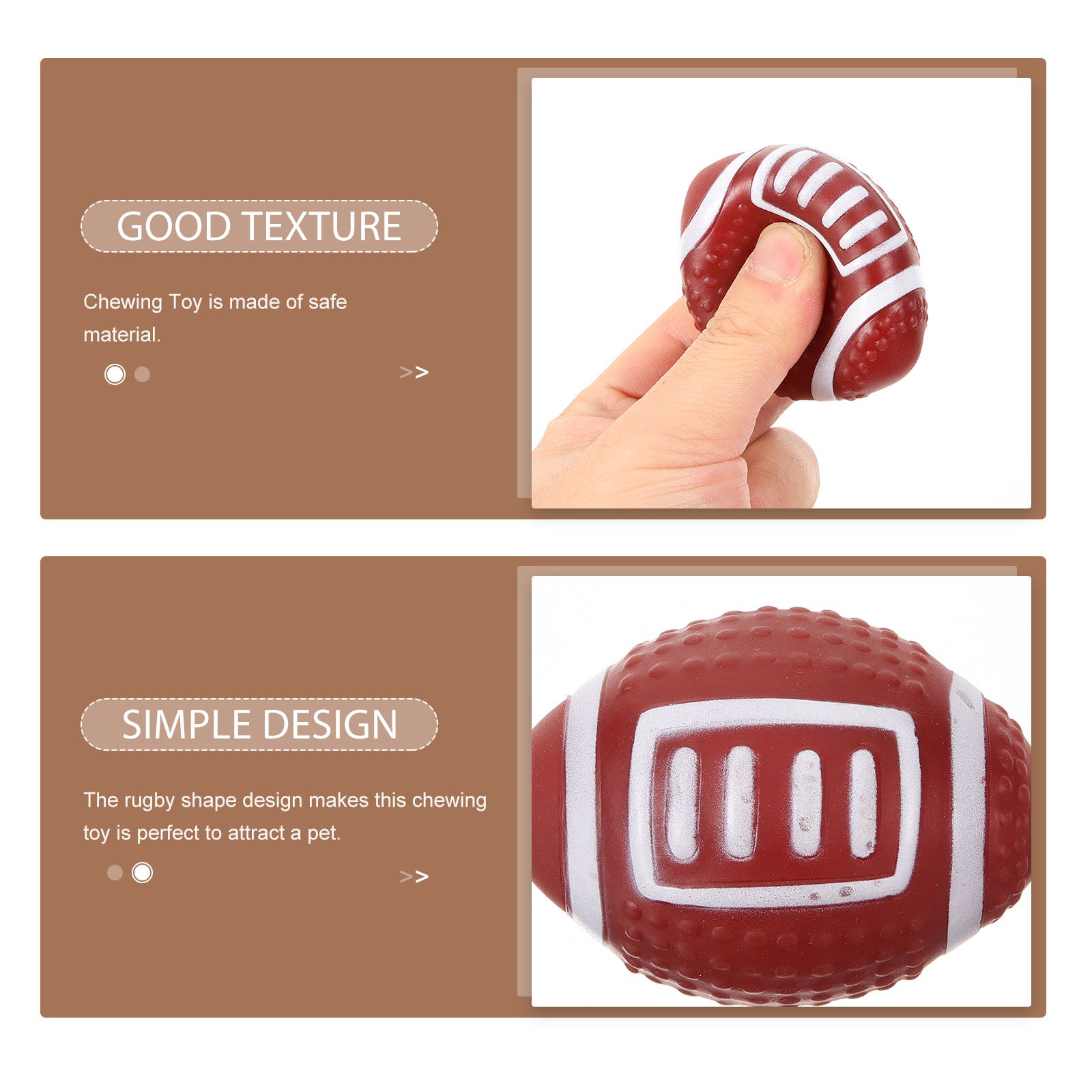 Light Brown Rubber Squeaky Football Dog Toy Indoor Outdoor Chew Play Pet Toy