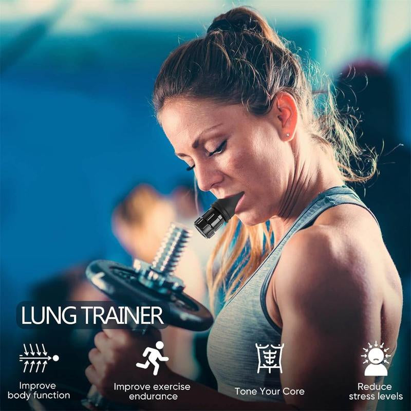 Breathing Trainer,Exerciser Device Muscle Training with Adjustable Resistance Settings, Portable Lung Respiratory Resistance, Daily Fitness Training, Easy to Clean Design, Gifts Athletic Performance Silicone