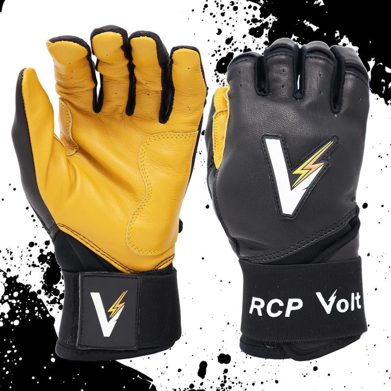 RCP Volt Baseball and Softball Batting Gloves – Rip and Tear Resistant – Reinforced Crotch, Super Grip Extended Cuff, Padded Protection, Adjustable Sizes, Guantes De Bateo